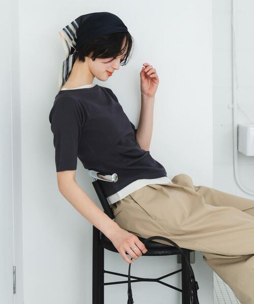 SENSE OF PLACE by URBAN RESEARCH（センスオブプレイスバイアーバンリサーチ）の「『洗濯可』レイヤードアシメセーター（ニット/セーター・レディース・ブラウン/アイボリー/チャコールグレー・ONE）」の9枚目の写真