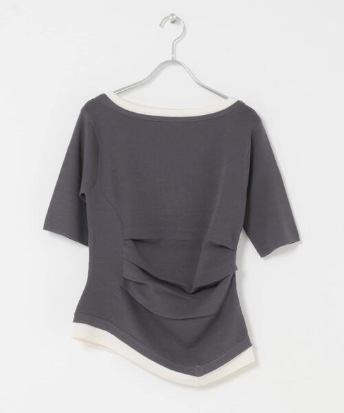 SENSE OF PLACE by URBAN RESEARCH（センスオブプレイスバイアーバンリサーチ）の「『洗濯可』レイヤードアシメセーター（ニット/セーター・レディース・ブラウン/アイボリー/チャコールグレー・ONE）」の13枚目の写真