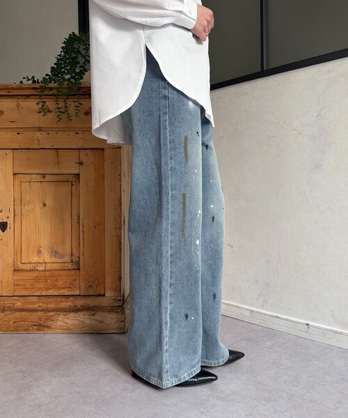Thevon(ゼボン)の「ペイントデニム(デニムパンツ・レディース・ブルー・M/L)」の5枚目の写真