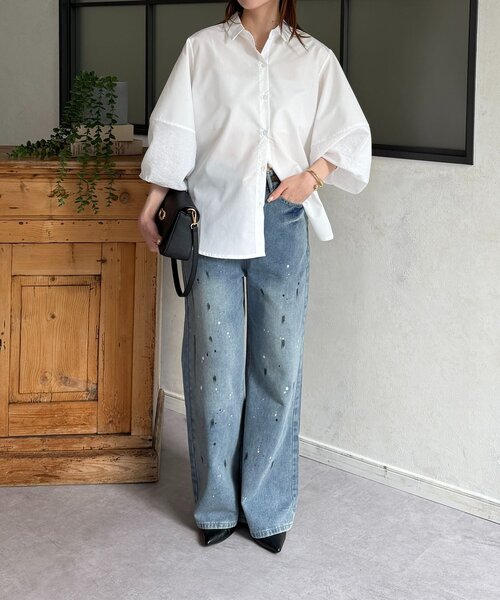 Thevon(ゼボン)の「ペイントデニム(デニムパンツ・レディース・ブルー・M/L)」の4枚目の写真
