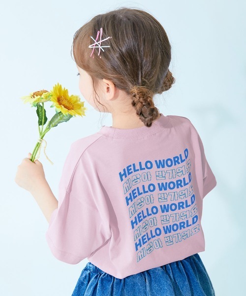 devirock（デビロック）の「【ひやシャリ】接触冷感 デビラボ BIGシルエット プリント半袖Tシャツ（Tシャツ/カットソー・キッズ・ピンク系1/ブルー系1/オレンジ系1/イエロー系1/ピンク系2/ライラック系1/ホワイト系1/ホワイト系2/ブラック系1/パープル系1/グリーン系2/グリーン系1/ライトグレー系1/ブルー系2・90cm/100cm/110cm/120cm/130cm/140cm/150cm/160cm）」の13枚目の写真