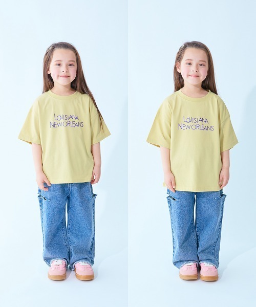 devirock（デビロック）の「【ひやシャリ】接触冷感 デビラボ BIGシルエット プリント半袖Tシャツ（Tシャツ/カットソー・キッズ・ピンク系1/ブルー系1/オレンジ系1/イエロー系1/ピンク系2/ライラック系1/ホワイト系1/ホワイト系2/ブラック系1/パープル系1/グリーン系2/グリーン系1/ライトグレー系1/ブルー系2・90cm/100cm/110cm/120cm/130cm/140cm/150cm/160cm）」の15枚目の写真