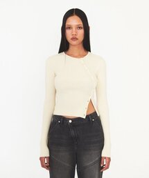 DIAGONAL（ダイアゴナル）の「DIAGONAL BUTTON RIB CARDIGAN (ivory)（ニット/セーター）」