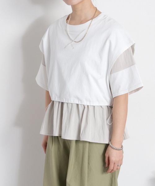 cepo(セポ)の「レイヤードライク異素材ミックスTee(Tシャツ/カットソー・レディース・オフホワイト/ブラック・M)」の2枚目の写真