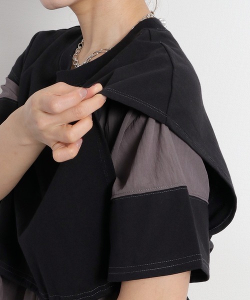 cepo(セポ)の「レイヤードライク異素材ミックスTee(Tシャツ/カットソー・レディース・オフホワイト/ブラック・M)」の10枚目の写真