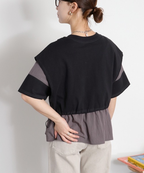 cepo(セポ)の「レイヤードライク異素材ミックスTee(Tシャツ/カットソー・レディース・オフホワイト/ブラック・M)」の3枚目の写真
