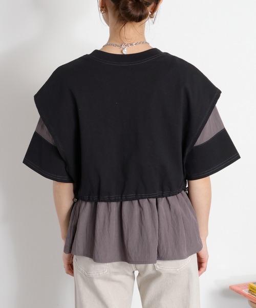 cepo(セポ)の「レイヤードライク異素材ミックスTee(Tシャツ/カットソー・レディース・オフホワイト/ブラック・M)」の4枚目の写真