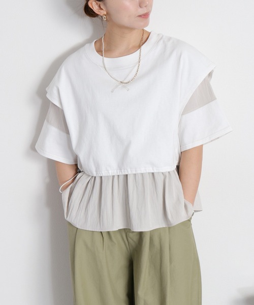 cepo(セポ)の「レイヤードライク異素材ミックスTee(Tシャツ/カットソー・レディース・オフホワイト/ブラック・M)」の16枚目の写真
