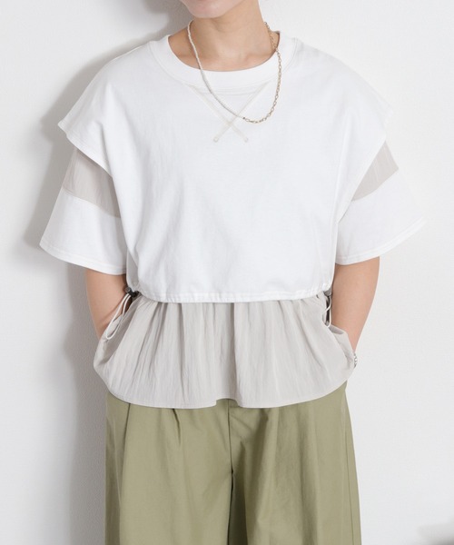 cepo(セポ)の「レイヤードライク異素材ミックスTee(Tシャツ/カットソー・レディース・オフホワイト/ブラック・M)」の21枚目の写真