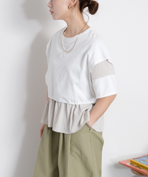 cepo(セポ)の「レイヤードライク異素材ミックスTee(Tシャツ/カットソー・レディース・オフホワイト/ブラック・M)」の17枚目の写真