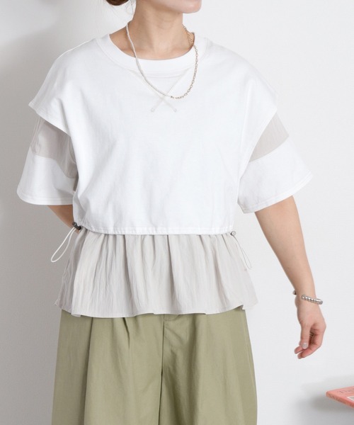 cepo(セポ)の「レイヤードライク異素材ミックスTee(Tシャツ/カットソー・レディース・オフホワイト/ブラック・M)」の20枚目の写真