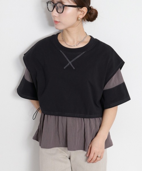 cepo(セポ)の「レイヤードライク異素材ミックスTee(Tシャツ/カットソー・レディース・オフホワイト/ブラック・M)」の6枚目の写真