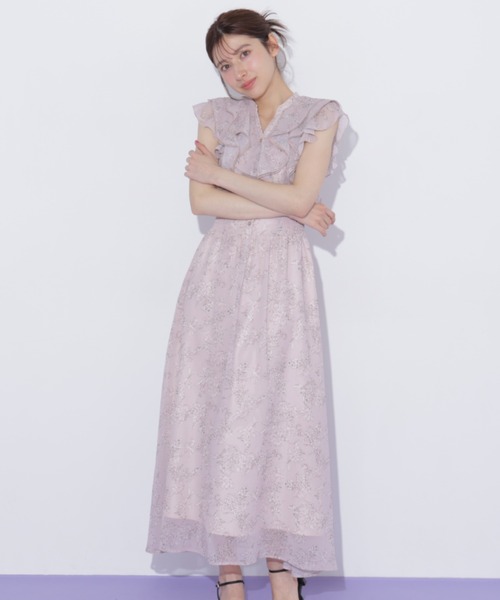 JILL by JILL STUART(ジルバイジルスチュアート)の「フラワープリントラッフルワンピース(ワンピース・レディース・ピンク系その他/ブルー系その他/ホワイト系その他・FREE)」の4枚目の写真
