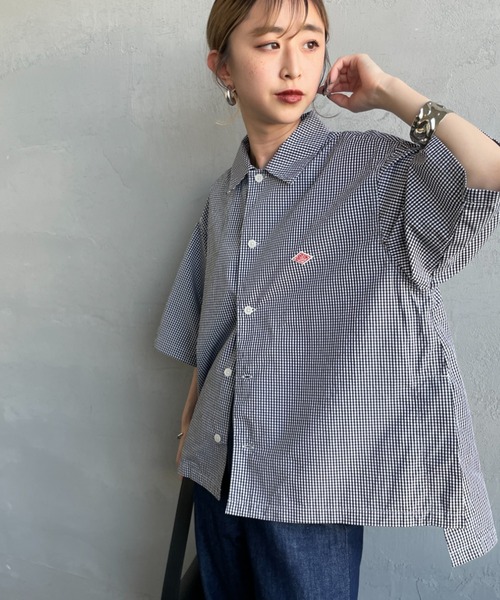 DANTON（ダントン）の「[DANTON/ダントン] コットンポプリン チェック柄 半袖シャツ（シャツ/ブラウス・レディース・グレー/ブラック・38）」の2枚目の写真