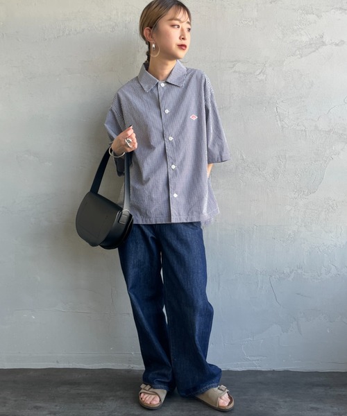 DANTON（ダントン）の「[DANTON/ダントン] コットンポプリン チェック柄 半袖シャツ（シャツ/ブラウス・レディース・グレー/ブラック・38）」の3枚目の写真
