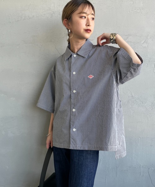 DANTON（ダントン）の「[DANTON/ダントン] コットンポプリン チェック柄 半袖シャツ（シャツ/ブラウス・レディース・グレー/ブラック・38）」の6枚目の写真