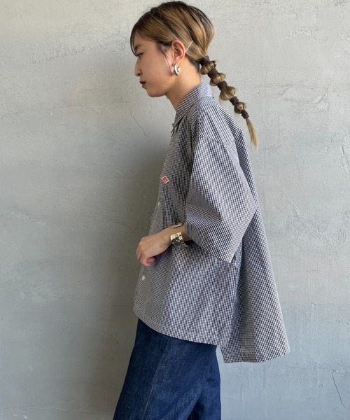 DANTON（ダントン）の「[DANTON/ダントン] コットンポプリン チェック柄 半袖シャツ（シャツ/ブラウス・レディース・グレー/ブラック・38）」の7枚目の写真