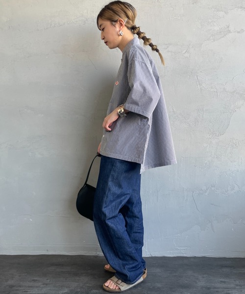 DANTON（ダントン）の「[DANTON/ダントン] コットンポプリン チェック柄 半袖シャツ（シャツ/ブラウス・レディース・グレー/ブラック・38）」の10枚目の写真