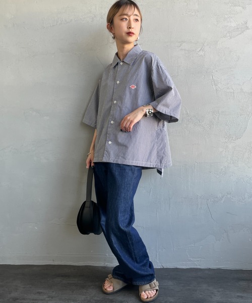 DANTON（ダントン）の「[DANTON/ダントン] コットンポプリン チェック柄 半袖シャツ（シャツ/ブラウス・レディース・グレー/ブラック・38）」の9枚目の写真