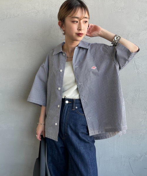 DANTON（ダントン）の「[DANTON/ダントン] コットンポプリン チェック柄 半袖シャツ（シャツ/ブラウス・レディース・グレー/ブラック・38）」の12枚目の写真