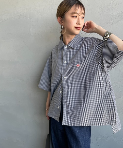 DANTON（ダントン）の「[DANTON/ダントン] コットンポプリン チェック柄 半袖シャツ（シャツ/ブラウス・レディース・グレー/ブラック・38）」の5枚目の写真