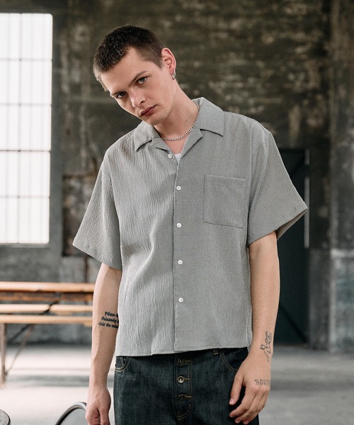 Regen Glanz(レーゲングランツ)の「crinkle textured relaxed open collar shirt / クリンクルテクスチャーリラックスオープンカラーシャツ(シャツ/ブラウス・メンズ・ライトホワイト/ブラック/ブルー/グレー・SMALL/MEDIUM/LARGE)」の22枚目の写真