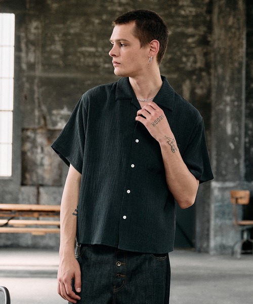 Regen Glanz(レーゲングランツ)の「crinkle textured relaxed open collar shirt / クリンクルテクスチャーリラックスオープンカラーシャツ(シャツ/ブラウス・メンズ・ライトホワイト/ブラック/ブルー/グレー・SMALL/MEDIUM/LARGE)」の14枚目の写真