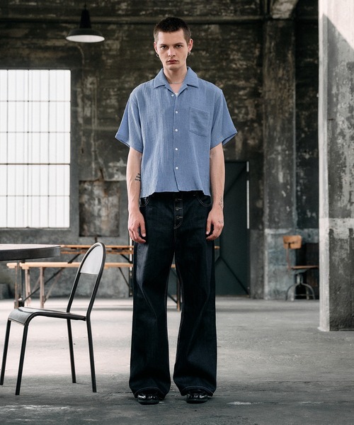 Regen Glanz(レーゲングランツ)の「crinkle textured relaxed open collar shirt / クリンクルテクスチャーリラックスオープンカラーシャツ(シャツ/ブラウス・メンズ・ライトホワイト/ブラック/ブルー/グレー・SMALL/MEDIUM/LARGE)」の7枚目の写真