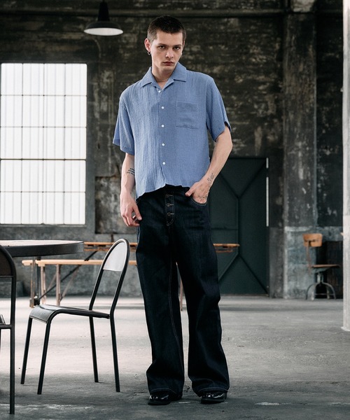 Regen Glanz(レーゲングランツ)の「crinkle textured relaxed open collar shirt / クリンクルテクスチャーリラックスオープンカラーシャツ(シャツ/ブラウス・メンズ・ライトホワイト/ブラック/ブルー/グレー・SMALL/MEDIUM/LARGE)」の9枚目の写真