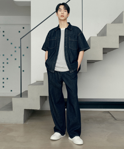 MINDBRIDGE（マインドブリッジ）の「[COUTURE]ノンフェイドワイドワンタックデニムパンツ（デニムパンツ・メンズ・インディゴブルー・29/30/31/32/33/34/36）」の3枚目の写真