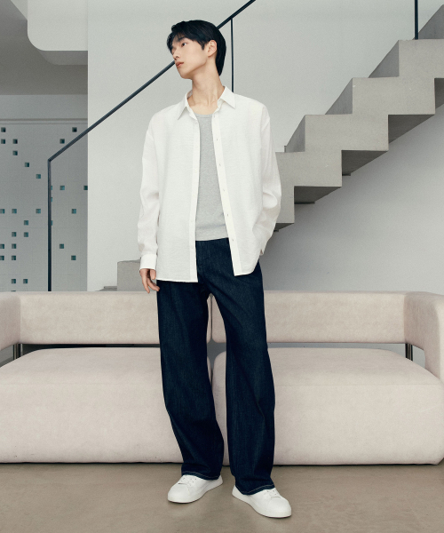 MINDBRIDGE（マインドブリッジ）の「[COUTURE]ノンフェイドワイドワンタックデニムパンツ（デニムパンツ・メンズ・インディゴブルー・29/30/31/32/33/34/36）」の4枚目の写真