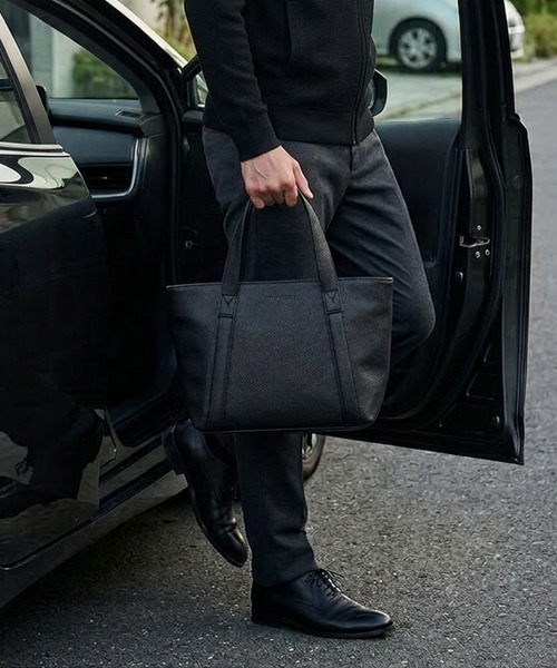 TETE HOMME(テットオム)の「【WEB限定】スプリットレザーミニトートバッグ / ドライビングバッグ(トートバッグ・メンズ・ブラック系2/ブラック系1・FREE)」の1枚目の写真