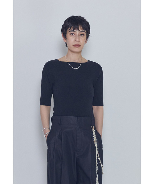 1er Arrondissement(プルミエアロンディスモン)の「ボートネックハーフスリーブニット(ニット/セーター・レディース・ブラック系その他3/ブラウン系その他5・FREE)」の3枚目の写真