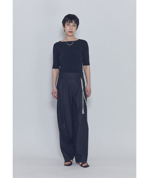 1er Arrondissement(プルミエアロンディスモン)の「ボートネックハーフスリーブニット(ニット/セーター・レディース・ブラック系その他3/ブラウン系その他5・FREE)」の4枚目の写真