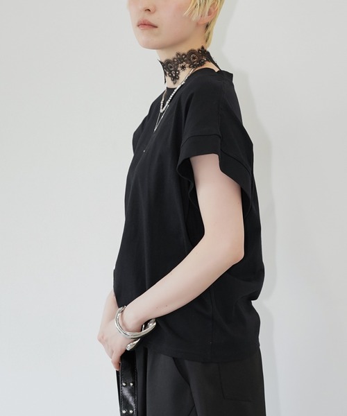 chuclla（チュクラ）の「ドロップショルダー ワイドTシャツ chw26s245（Tシャツ/カットソー・レディース・ホワイト/ブラック・FREE）」の5枚目の写真