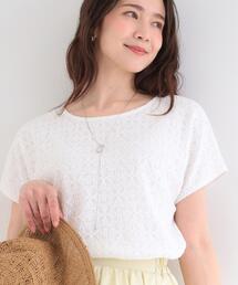SHOO・LA・RUE | 【ひんやり/UV/S-LL】1枚で華やか 前後切り替えレースTシャツ(Tシャツ/カットソー)