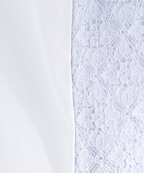 SHOO・LA・RUE（シューラルー）の「【ひんやり/UV/S-LL】1枚で華やか 前後切り替えレースTシャツ（Tシャツ/カットソー・レディース・オレンジ系/ホワイト/ライトブルー/ブラック・04/03/02/01）」の20枚目の写真
