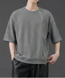 フロントジッパー サマーニット 半袖Tシャツ