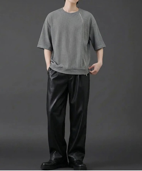 revertical(リバーティカル)の「フロントジッパー サマーニット 半袖Tシャツ(Tシャツ/カットソー・メンズ・グレー/ブルー/ブラック・SMALL/LARGE/MEDIUM)」の12枚目の写真