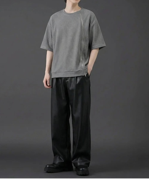 revertical(リバーティカル)の「フロントジッパー サマーニット 半袖Tシャツ(Tシャツ/カットソー・メンズ・グレー/ブルー/ブラック・SMALL/LARGE/MEDIUM)」の13枚目の写真