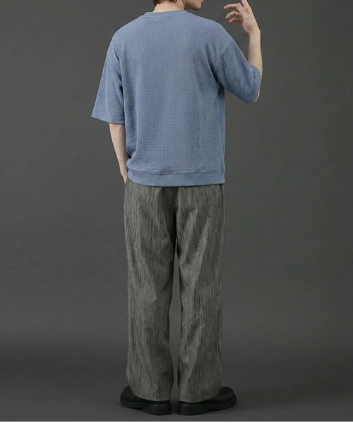 revertical(リバーティカル)の「フロントジッパー サマーニット 半袖Tシャツ(Tシャツ/カットソー・メンズ・グレー/ブルー/ブラック・SMALL/LARGE/MEDIUM)」の17枚目の写真