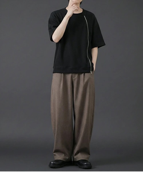 revertical(リバーティカル)の「フロントジッパー サマーニット 半袖Tシャツ(Tシャツ/カットソー・メンズ・グレー/ブルー/ブラック・SMALL/LARGE/MEDIUM)」の8枚目の写真