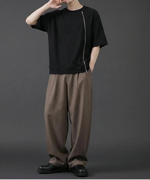 revertical(リバーティカル)の「フロントジッパー サマーニット 半袖Tシャツ(Tシャツ/カットソー・メンズ・グレー/ブルー/ブラック・SMALL/LARGE/MEDIUM)」の7枚目の写真