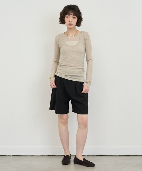 NUJOH(ヌゾ)の「Tuck Half Slacks / タックハーフスラックス(その他パンツ・レディース・ブラック/ベージュ/ブラウン/クリーム/チャコールグレー・MEDIUM/SMALL)」の11枚目の写真