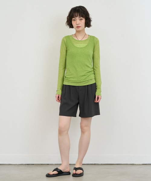 NUJOH(ヌゾ)の「Tuck Half Slacks / タックハーフスラックス(その他パンツ・レディース・ブラック/ベージュ/ブラウン/クリーム/チャコールグレー・MEDIUM/SMALL)」の20枚目の写真
