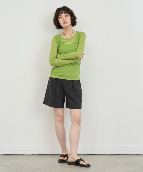 NUJOH(ヌゾ)の「Tuck Half Slacks / タックハーフスラックス(その他パンツ・レディース・ブラック/ベージュ/ブラウン/クリーム/チャコールグレー・MEDIUM/SMALL)」の22枚目の写真