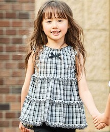 BeBe（ベベ）の「【お揃い】マドラスチェックサッカーティアードチュニックブラウス(80~150cm)（シャツ/ブラウス）」