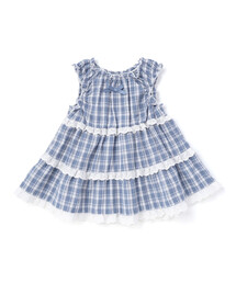 BeBe | 【お揃い】マドラスチェックサッカーティアードチュニックブラウス(80~150cm)(シャツ/ブラウス)