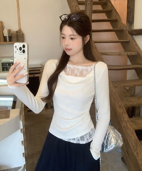 REBALANCE(リバランス)の「レースドッキングオフショルロンT(Tシャツ/カットソー・レディース・A/B・LARGE/MEDIUM)」の1枚目の写真