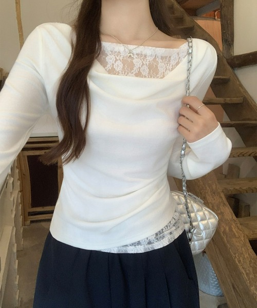 REBALANCE(リバランス)の「レースドッキングオフショルロンT(Tシャツ/カットソー・レディース・A/B・LARGE/MEDIUM)」の3枚目の写真